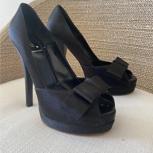 Fendi Black Peep-Toe Heels with Block Heel